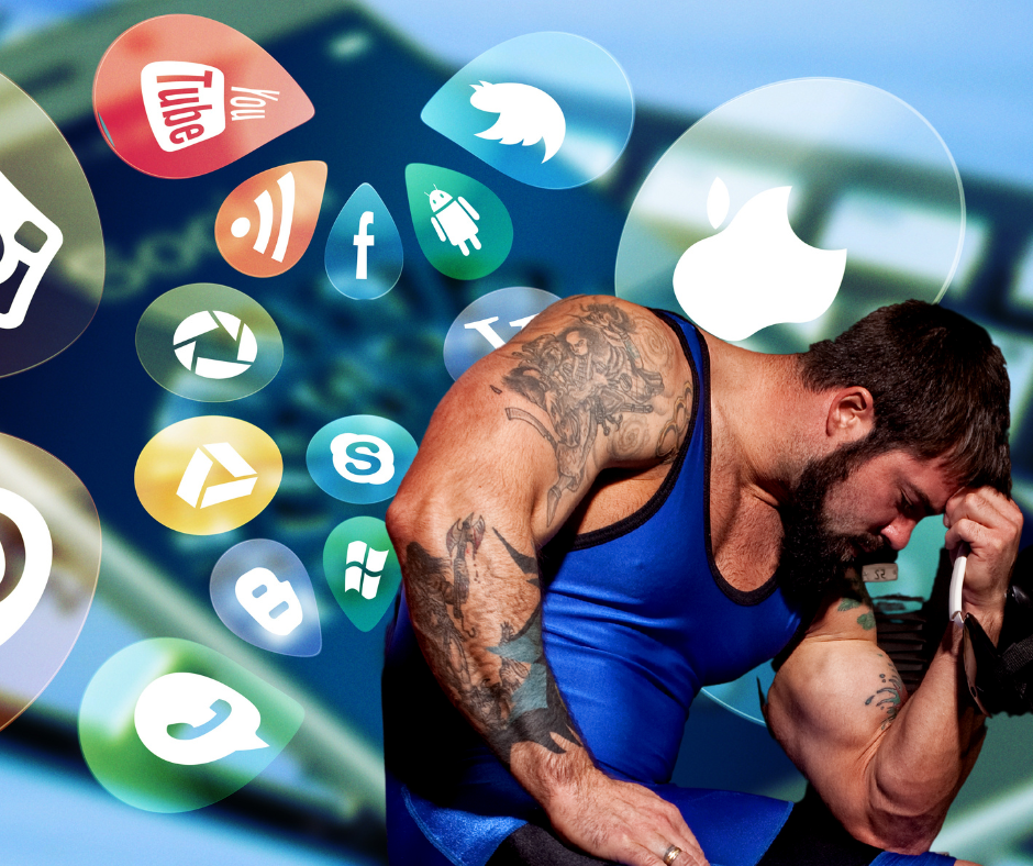 Social Icons with sad bearded wrestler